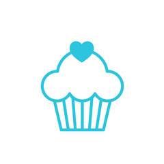 Cupcake icon. Isolated on white background. Blue icon set.