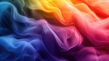 Obraz premium Vibrant rainbow-colored fabric swirls in a captivating display of color and texture. The sheer material creates a dreamy, ethereal mood.