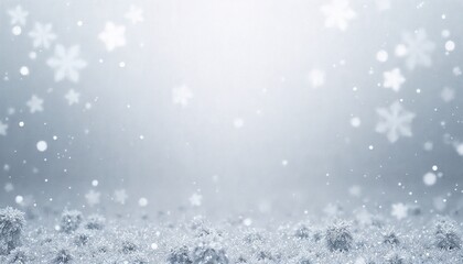 Fototapeta premium Winter background with snowflakes and frosted texture in soft gray tones
