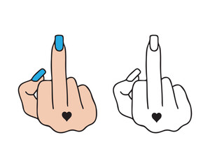 Middle finger up. Female hand. Vector illustration isolated on white background