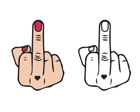 Middle finger up. Female hand. Vector illustration isolated on white background