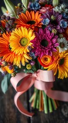 Fototapeta premium Vibrant and Lively Bouquet of Colorful Flowers