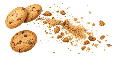 chocolate chip cookies isolated on white background 
Png