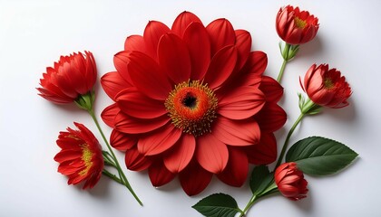 bright red flowers are beautifully arranged on a clean white background creating an eye catching contrast that accentuates their vibrant hues and natural beauty