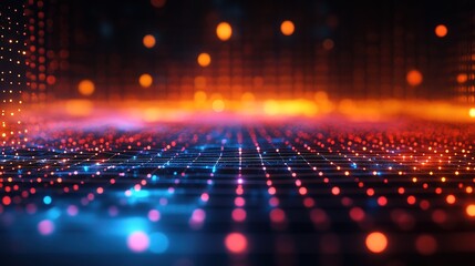 Fototapeta premium Vibrant abstract grid background with glowing edges 