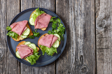 toast with corned beef and veggies, top view