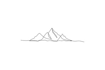 One continuous line drawing of the mountain vector illustration