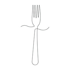 Fork in one continuous line. One line drawing, minimalism. Vector illustration.