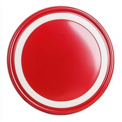 a frisbee disc clipart, flying sports tool, sleek design, red and white, isolated on white background
