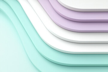 Minimalistic abstract design with sleek white, mint, and lavender layers