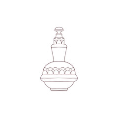 Vector illustration with sketch image of perfume bottle in black and white doodle style.