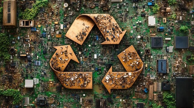 Recycle symbol Made from electronic waste