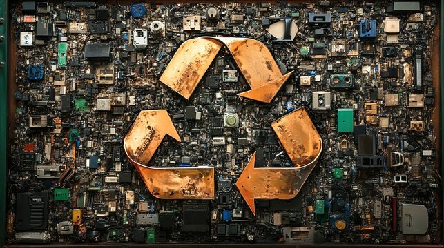 Recycle symbol Made from electronic waste
