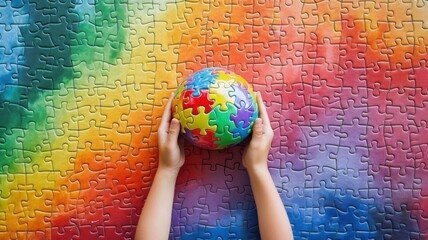 Promoting autism awareness through puzzle play a colorful event in a vibrant environment