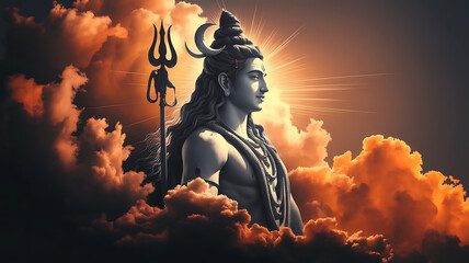 Lord Shiva in the Celestial Clouds