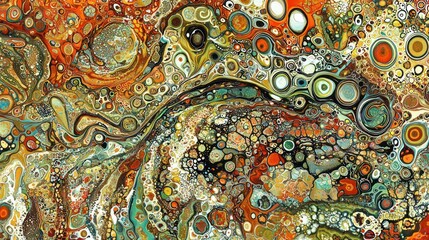 Abstract colorful patterns resembling fluid dynamics.