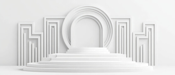 Obraz premium Modern architectural stage podium with circular and linear designs