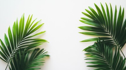 Fototapeta premium Tropical palm fronds on white background