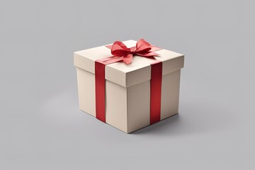Fototapeta premium A gift box with a ribbon on a empty background without shadow.