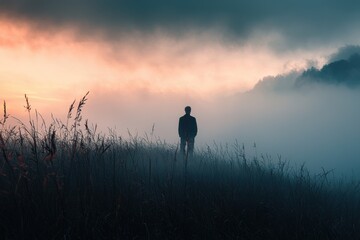 silhouette of a person on a sunset