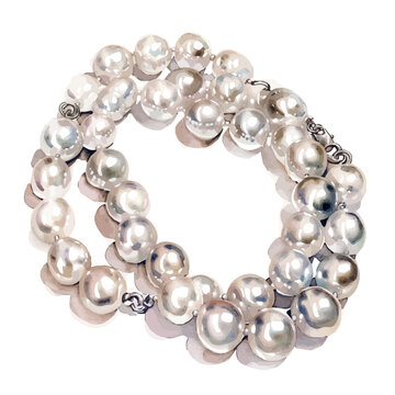 recommend clip art: A watercolor vector of a pearl necklace, isolated on a white background. Pearl necklace vector.