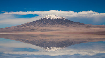 Fototapeta premium The salt flats of Bolivia reflecting the sky like a mirror