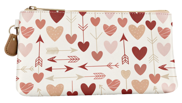 Stylish clutch purse adorned with hearts and arrows pattern in soft pastel colors - Powered by Adobe