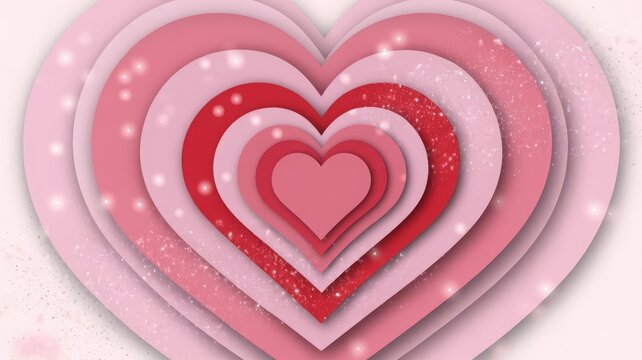 Layered Hearts Design for Valentine's Day. A beautiful illustration of layered hearts in pink and red shades, perfect for Valentine's Day themes and romantic designs.