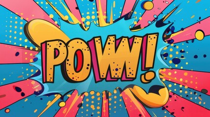 Vector pop art speech bubble with "POW!" text, bright colors, and playful comic book style