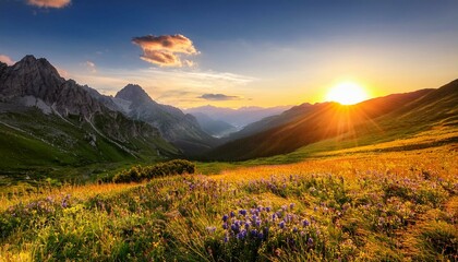 sunset in the mountains