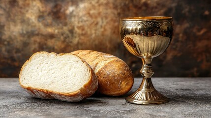 Holy communion bread and wine.