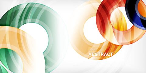 Bright colorful circles with light effects. Abstract background