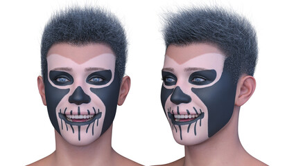 ホラーメイクアップの男性　3DCGレンダリング