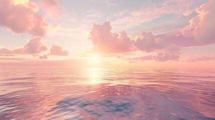Pink Sunset Over Calm Ocean