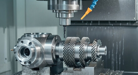 Production process of automotive parts with a 5-axis machining center.