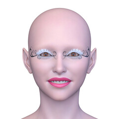 女性の顔アップ　3DCGレンダリング
