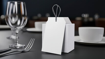 Elegant table setting with blank gift tag