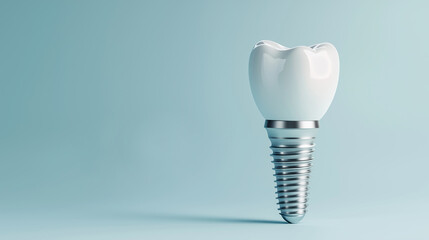 ceramic dental implant on blue background