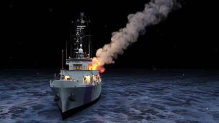 艦艇　3DCGレンダリング © tsuneomp