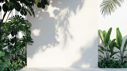 Obraz premium A serene indoor space with lush greenery.