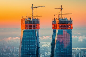 Fototapeta premium Innovative techniques and strategies for constructing tall buildings efficiently and safely