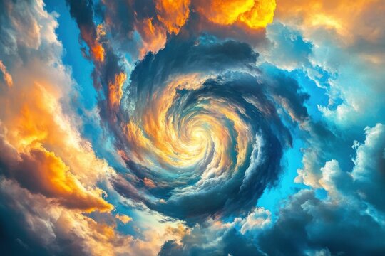 A cinemagraph twirl of colorful clouds swirling through the sky, generated by AI.