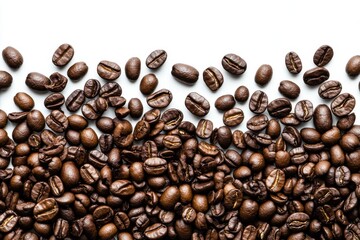 Fototapeta premium Coffee beans isolated on a clean, white background.