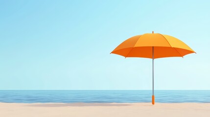 Minimalistic beach scene with an umbrella