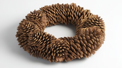 Pinecone wreath on a minimalist background