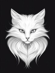 Obraz premium Elegant Illustration of a Majestic White Cat with Flowing Fur