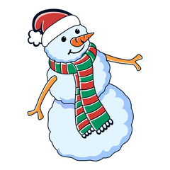 Christmas snowman icon. Vector illustration isolated on white background. 