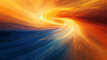 Abstract Swirling Vortex of Blue and Orange Hues