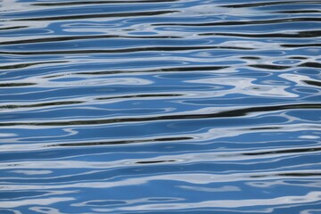 Closeup blue water surface with patterns, natural water background
