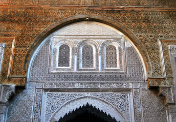 Medersa Attarine interior view in Fes, Morocco